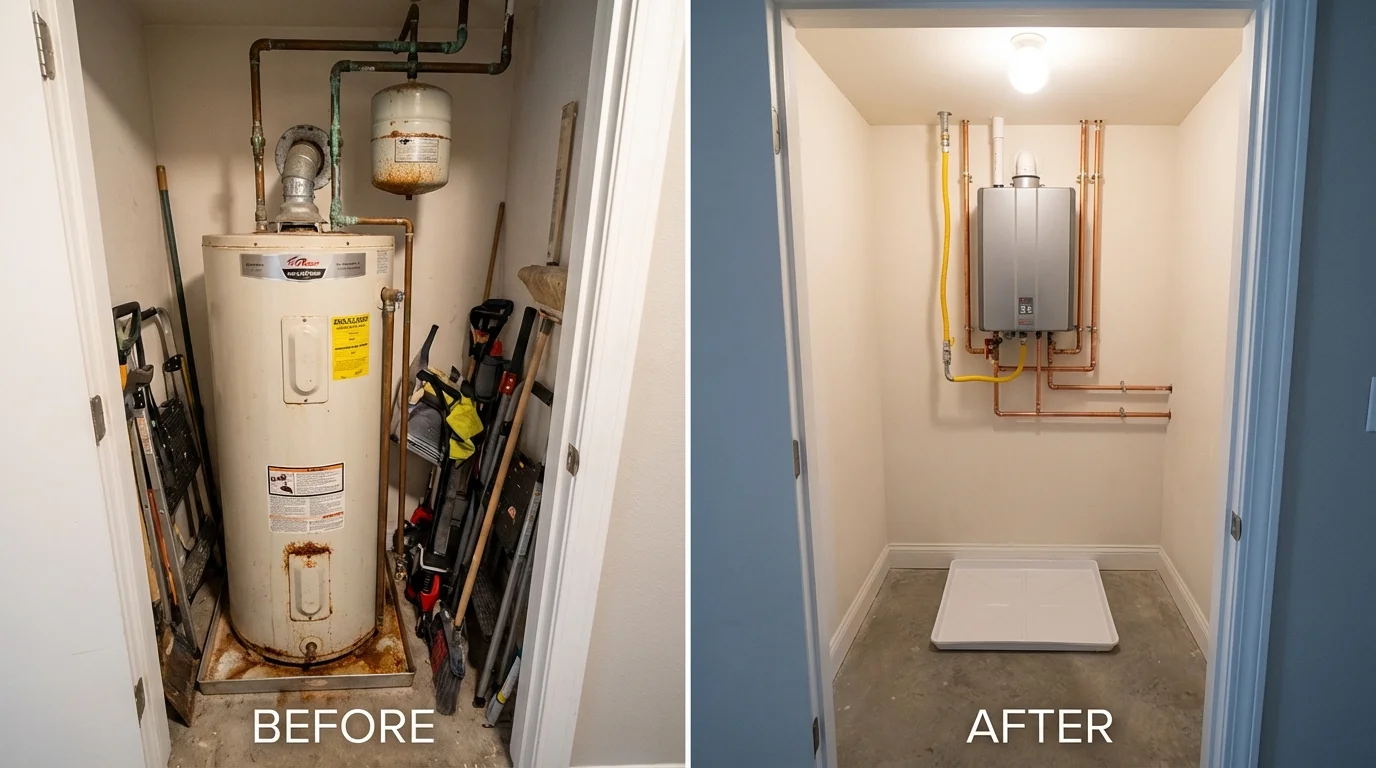 Tank water heater versus wall-mounted tankless unit comparison for Paris, AR homeowners